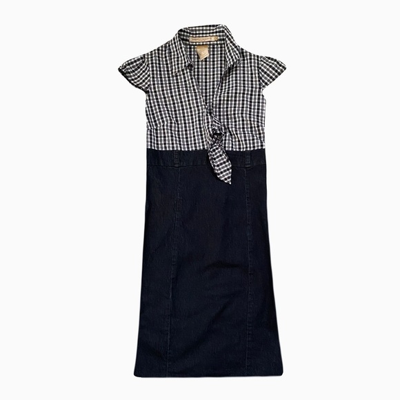 𝅺boom BOOM JEANS GINGHAM/DENIM DRESS - Size Small - Picture 1 of 4